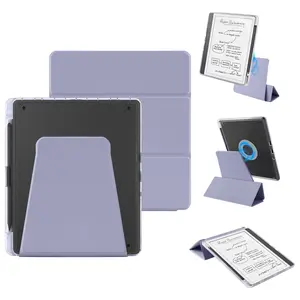 Magnetic Detachable 2-in-1 Trifold Stand Case for 10.2'' Kindle Scribe (2024/2022 Release) with Pen Holder, Slim PU Leather Case and Clear TPU Cover with Auto Wake/Sleep