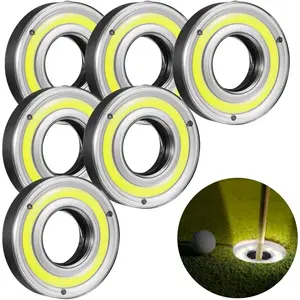 6 Pack Glow In The Dark Golf Hole Lights, Light Up Night Golf Putting Cup Light for Disc Golf Putt-Putt Flag Cup, Glow Lamp for Night Golf Play