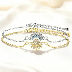 Sun Moon Bracelet Set Stackable Bracelet Sparkling Sun Moon Matching Bracelet as Couple Friendship Best Friend Jewelry for Women Men