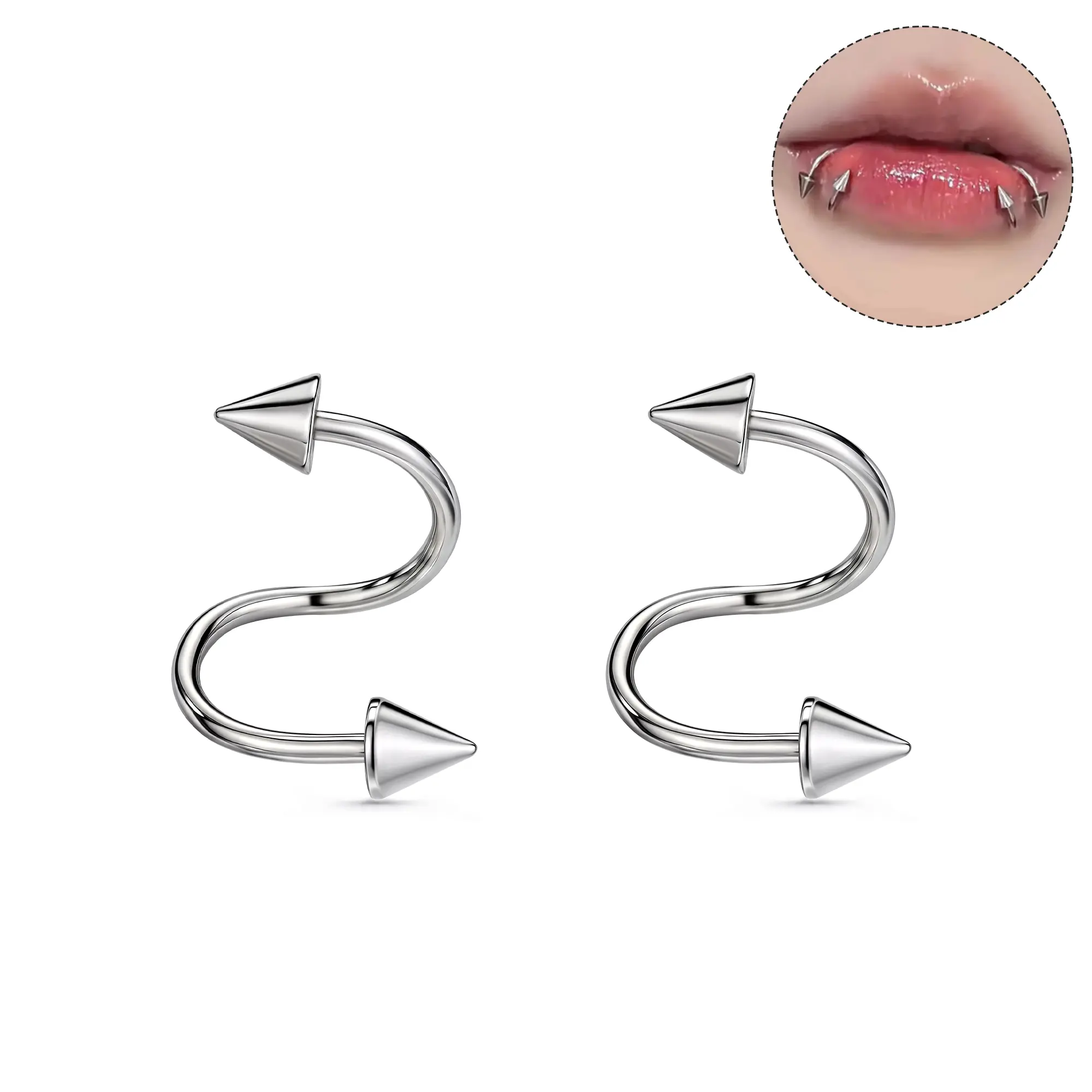 Oufer 16G Snakebites Piercing Jewelry 2PCS Stainless Steel Internally Threaded Spikes Helix Piercing Jewelry