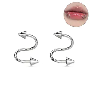 Oufer 16G Snakebites Piercing Jewelry 2PCS Stainless Steel Internally Threaded Spikes Helix Piercing Jewelry