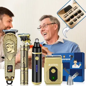 2/4PCS Hair Clipper Set And Beard Trimmer Set USB Charging - LCD Power Display Perfect for Men's Home Use, Travel, Styling, and Beard Maintenance, Ideal Gift for Men, Perfect Holiday Gift.