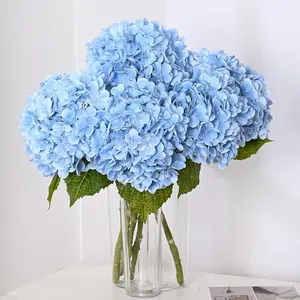 6/12Pcs 21in Hydrangea Artificial Flowers, Latex Real Touch Hydrangeas Lifelike Large Hydrangea Flowers for Home Decor Party Arrangements Wedding Bouquets Centerpieces (Blue)