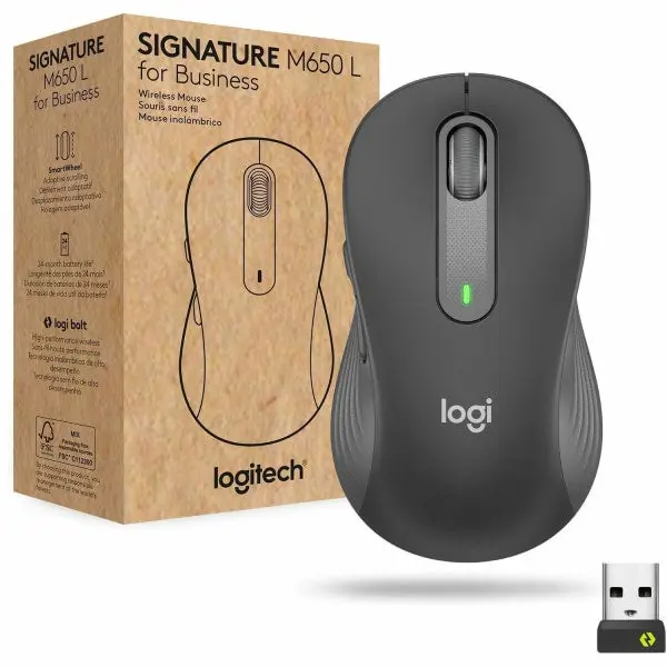 Logitech Signature M650 L for Business Wireless Mouse Large - Graphite