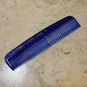 BLUE Vintage Funeral Home Advertising Comb