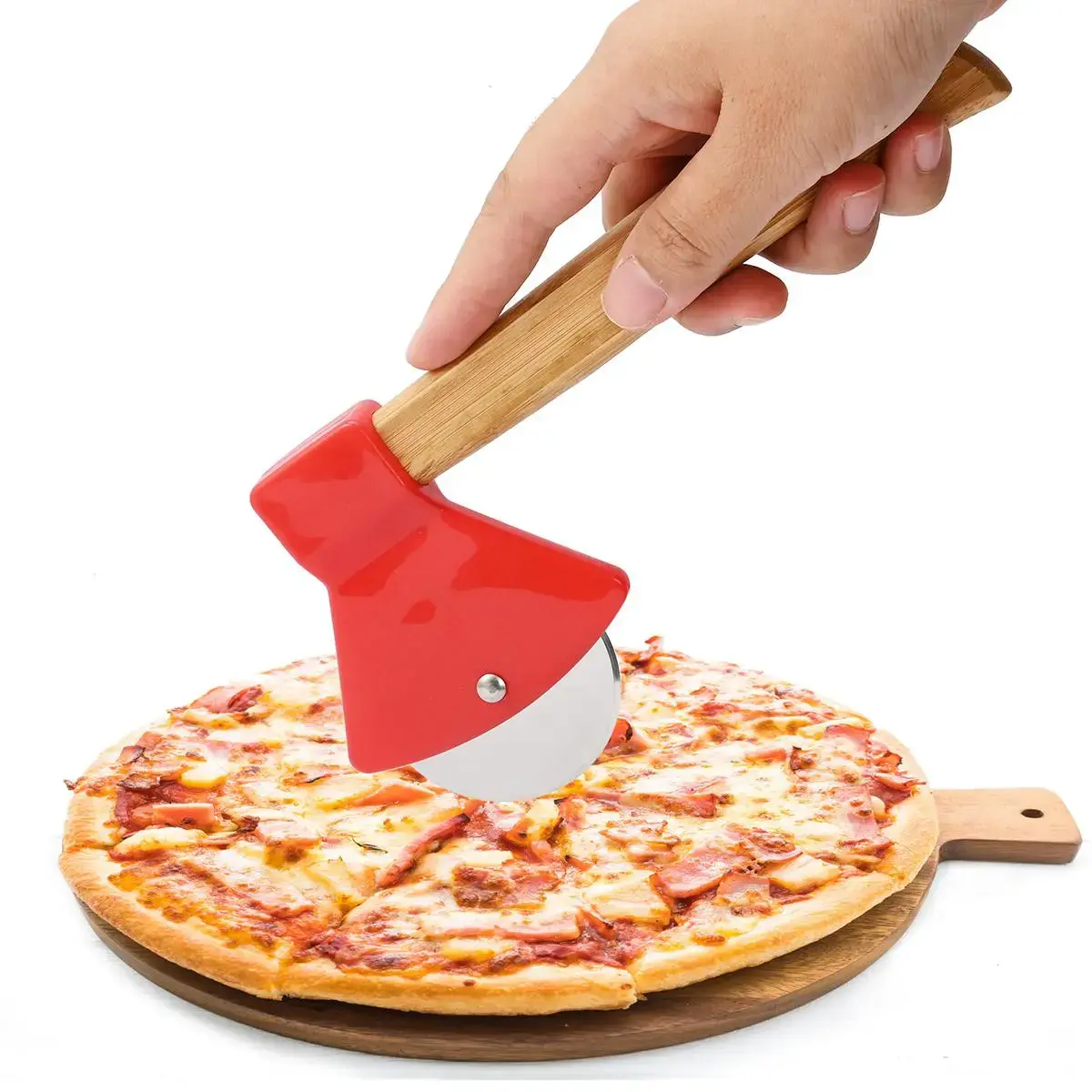 Pizza Cutter, 1 Count Stainless Steel Pizza Slicer with Wooden Handle, Pizza Tool, Kitchen Utensils & Gadgets, Pasta, Kitchen Cooking Accessories