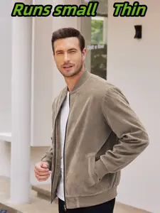 B Men's Casual Varsity Jacket Vintage Lightweight Suede Bomber Jackets black friday