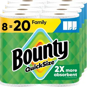 Bounty Quick Size Paper Towels, White, 8 Family Rolls ( Pack of 3 )