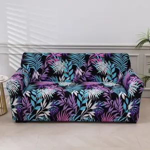 1pc Floral Leaf Print Sofa Cover, Non-Slip Reusable Furniture Protector, All-Season Couch Slipcover, Home Decor Replacement, Dual Sofa Slipcover