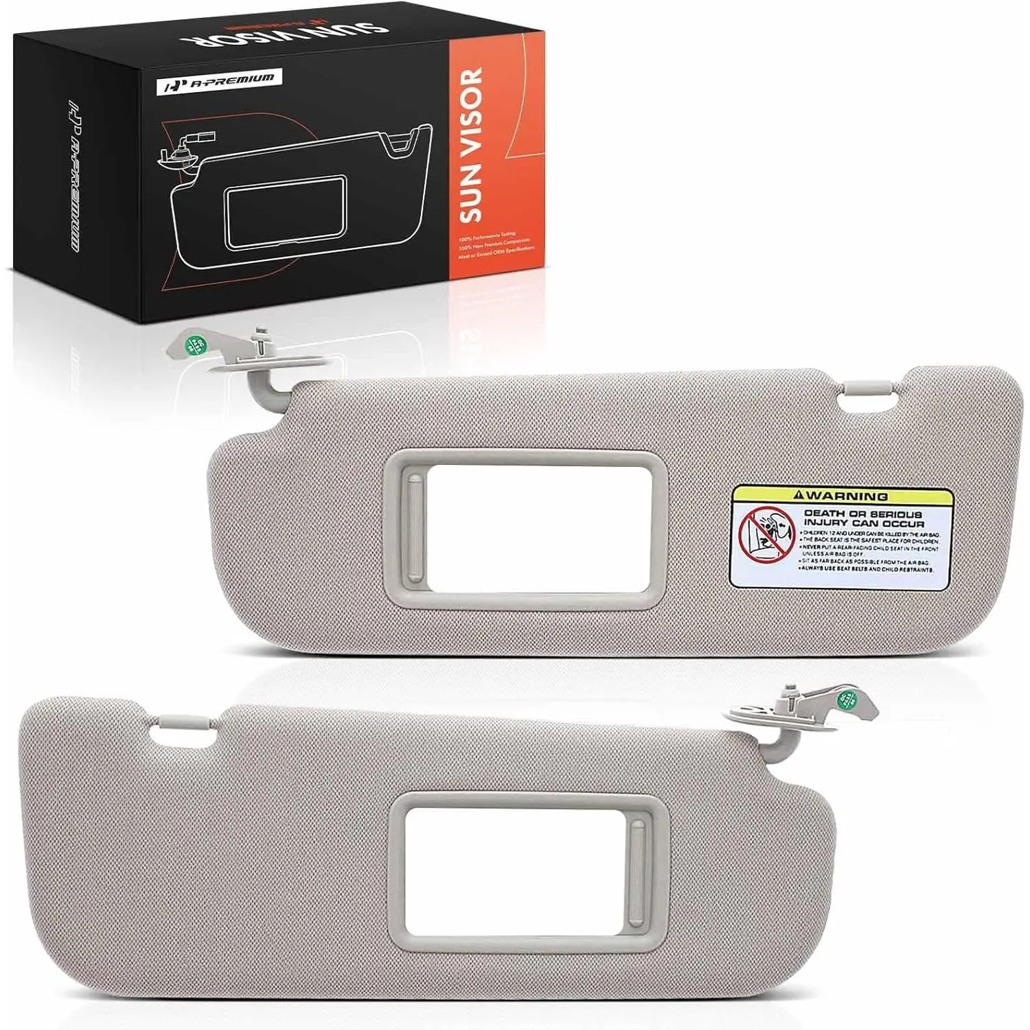A-Premium Driver & Passenger Sun Visor Compatible with Hyundai Elantra 2011-2015 - Without Vanity Light, with Vanity Mirror, Beige Color - Replaces 852203X000, 852103X000