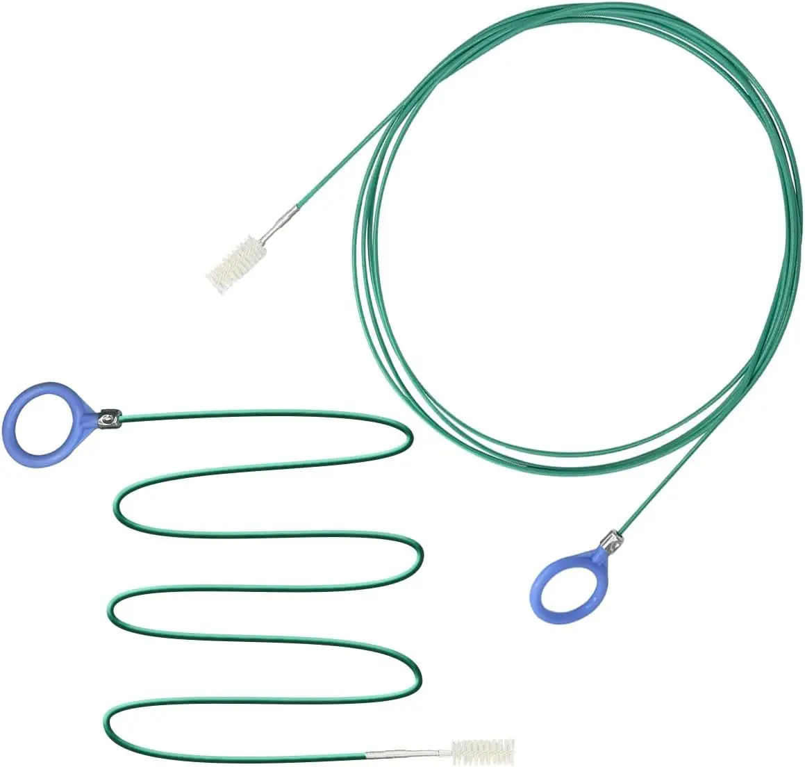 118 Inch Long Flexible Tube Cleaning Brush with Blue Rings - Slim Design for Feeding Tubes Air Tube Hoses & Racking Lines - 2 Pack Pipe Unclogging Agent Drain Auger
