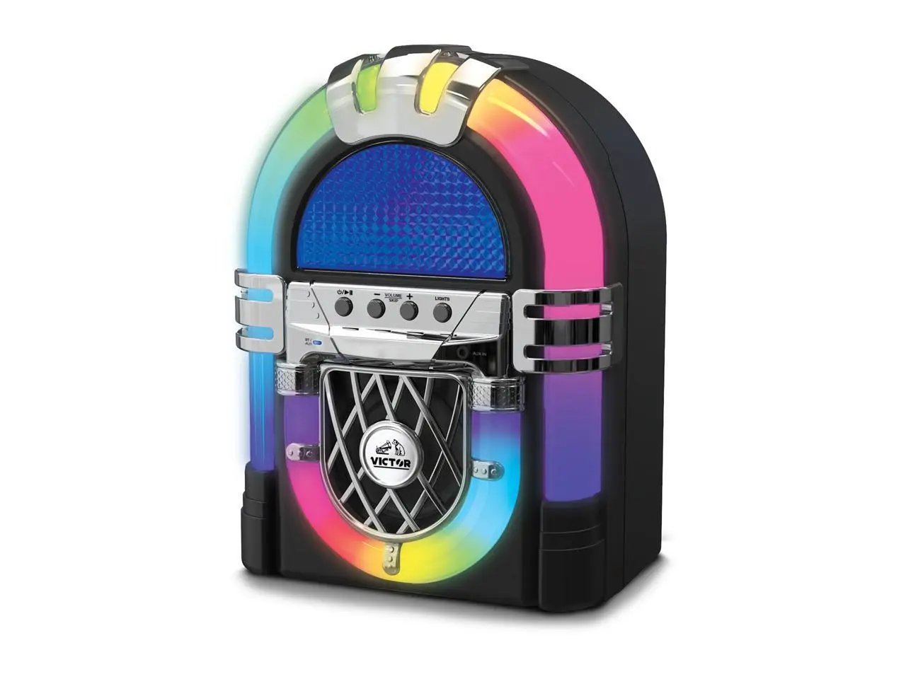 Victor Mini Bluetooth Jukebox with Multicolor LED Lighting VDTJ-1000BK