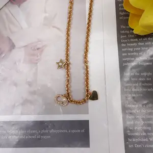 Pre-owned Dior Gold Tone Charm Necklace T10249412