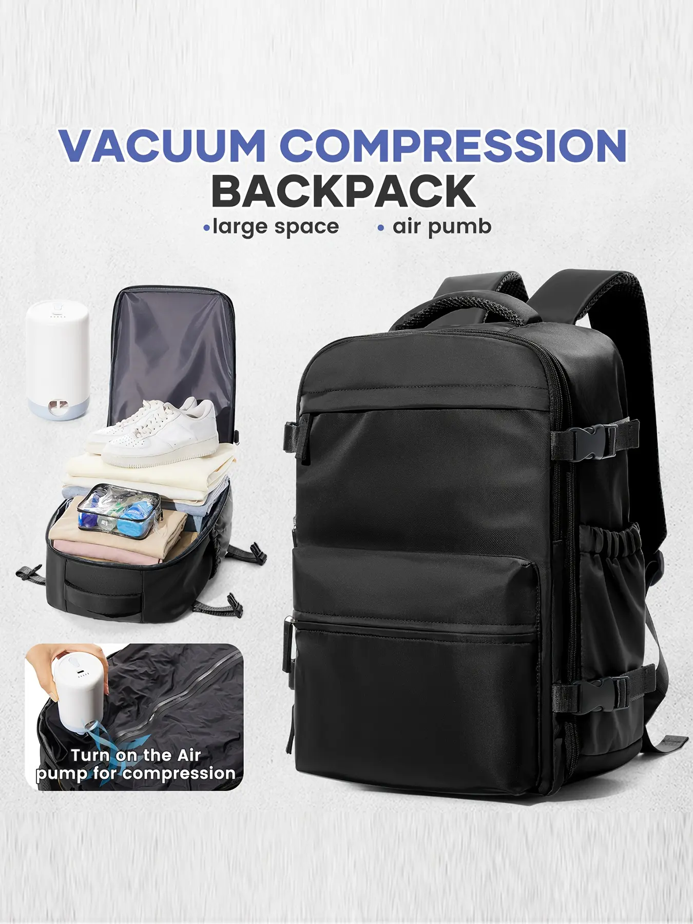 Vacuum Compression Backpack, 42x29x15cm Airline Carry-On Bag, Flight Approved Backpack, Travel Backpack, Traveler Essentials Backpack, Casual Daily Use, Business Trip Shoulder Bag, Backpack For Travel