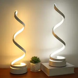 1pc/2pcs Modern Adjustable Spiral Desk Lamp with Warm Light & Matte Metal Arm - Multifunctional Table Light Suitable for Bedroom, Study, Living Room, Space-Saving Design, -Controlled, Ideal Gift for Office Decor