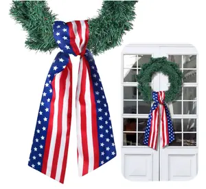 Flag Day Wreath Sash • Patriotic Satin Monogram Ribbon for Front Door • Red, White & Blue Stars • 250th Anniversary Edition • Independence Day Decor