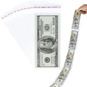 100Pcs Cake Money Box Transparent Bag Clear Paper Money Currency Sleeves Self Sealing Cellophane Money Bags