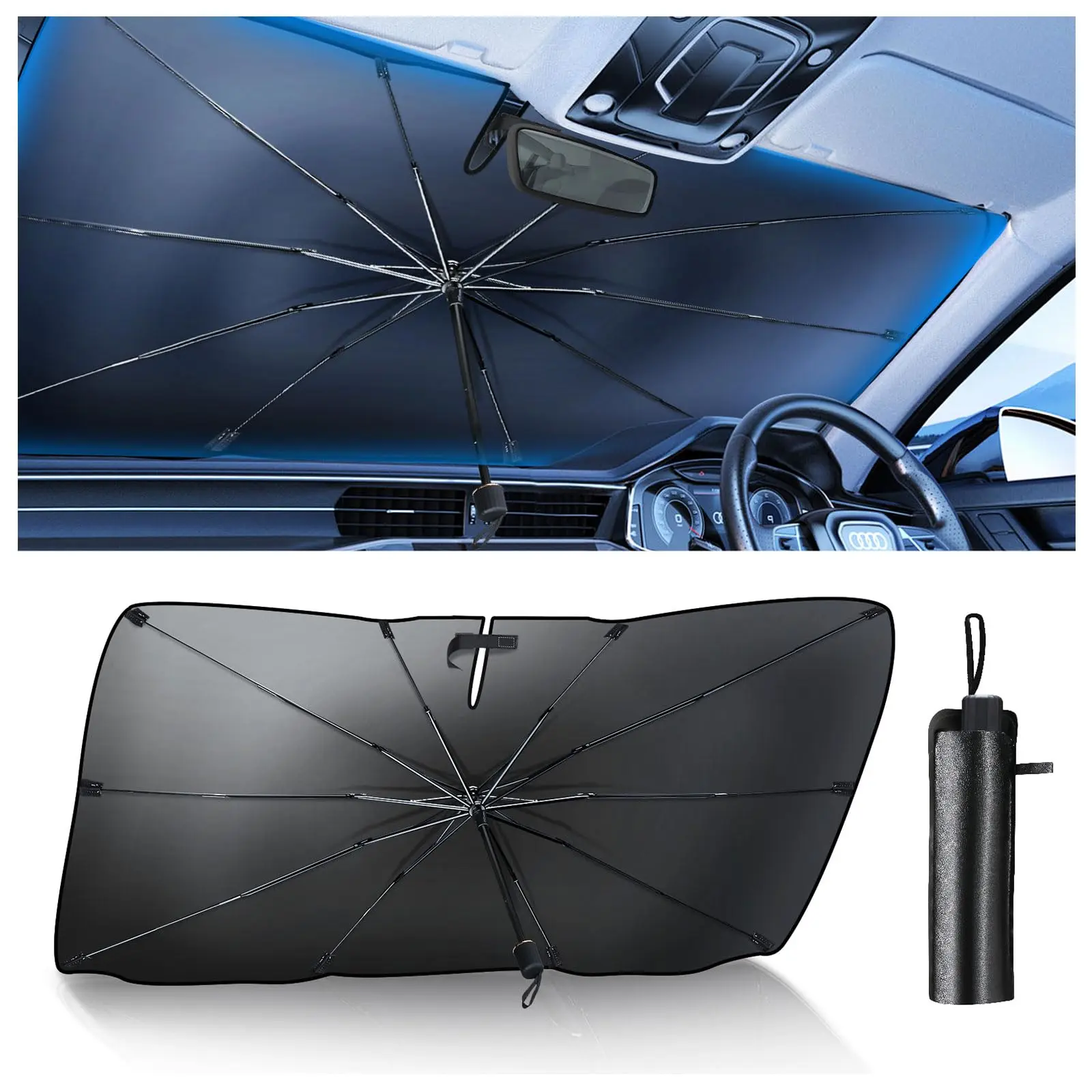 【DealsForYouDays】Portable car sunshade, windshield sunshade, foldable windshield sunshade, car exterior accessories, daily car windshield cooling umbrella
