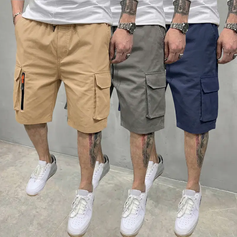 men's cargo shorts Men’s 3-pack cargo shorts with multiple pockets, street-style loose fit, practical zippered pockets, suitable for everyday wear  sports; casual style, fashionable look, durable fabric; outdoor men’s work pants. men's summer Breathable,