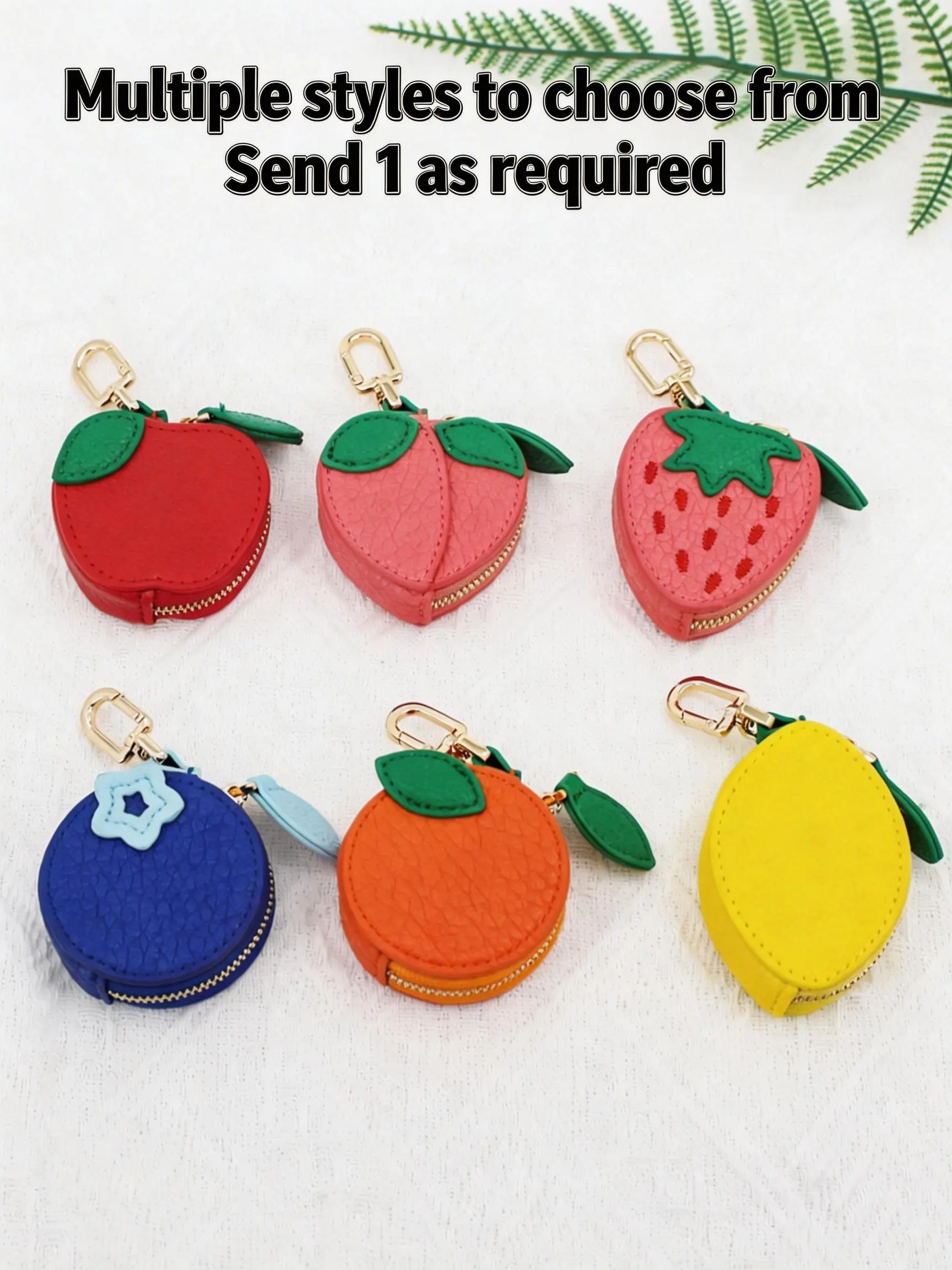 Waterproof PU Leather Keychain Bag, Compact and Portable Mini Storage Pouch, Stylish Keychain, Girly Keychain, Trendy Cute Fruit Patterns Keychain, Ideal Gift for Girls & Women, Stores Keys, Coins and Cosmetic Essentials
