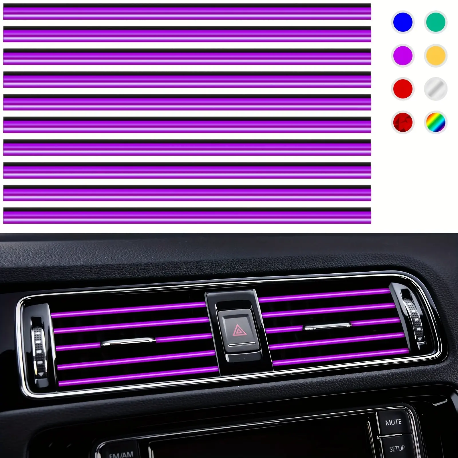 20Pcs Chrome PVC Clip-On Car Air Conditioner Vent Trim Strip - DIY Auto Accessories, Vehicle Accessories, Cars Interior Decoration Moulding Line for Straight Vent Outlet Replacement, Car Accessory