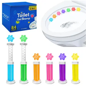 12 gel+4 pusher combinations/2 boxes of printed toilet gel, toilet cleaning gel, effective deodorization, lasting freshness, suitable for toilets, bathrooms, kitchens, washbasins, cleaning necessities