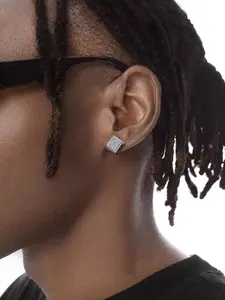 Square Shaped Zircon Decorated Stud Earrings, Zircon Inlaid, Fashionable Jewelry for Women & Men, Trendy All-match & Exquisite Jewelry for Birthday Gift, Zircon Studs