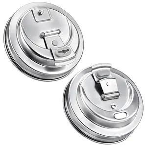 2PCS Mason Jar Drinking Lids, Stainless Steel Wide Mouth Mason Jar Sip Lid accessories, Anticracking Leak Proof Seal Flip Cap Cover Airtight Accessories for Drink, Without Mason Jar