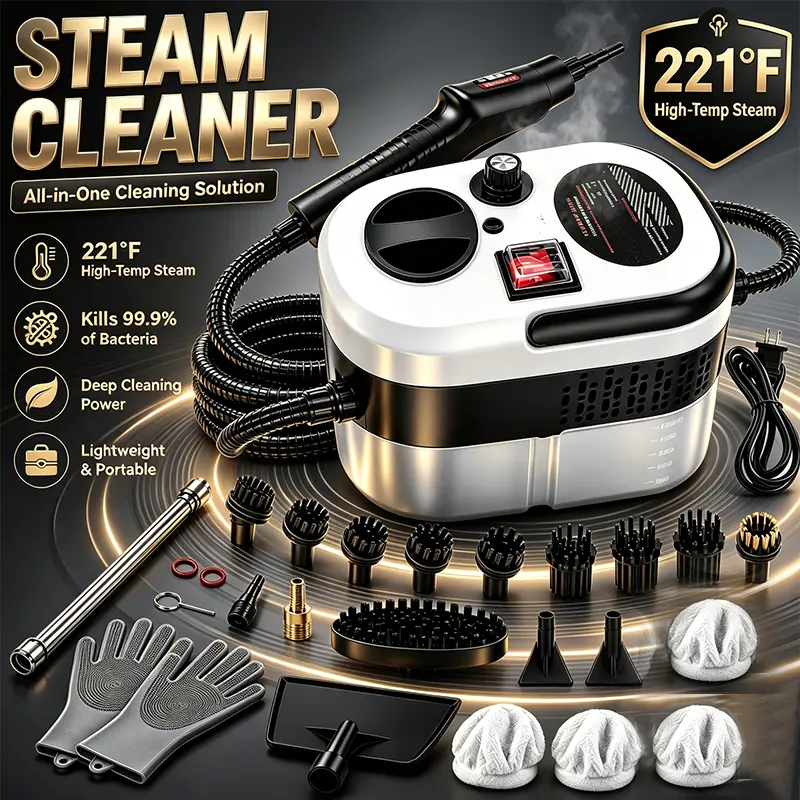 Handheld Pressurized Steam Cleaner, Corded Steam Machine with 12-Piece Accessories for Chemical-Free Deep Cleaning - for Home, Car, Upholstery, Grout & Office, Handheld Steamer, Home Cleaning, Cleaning Tools, Compact