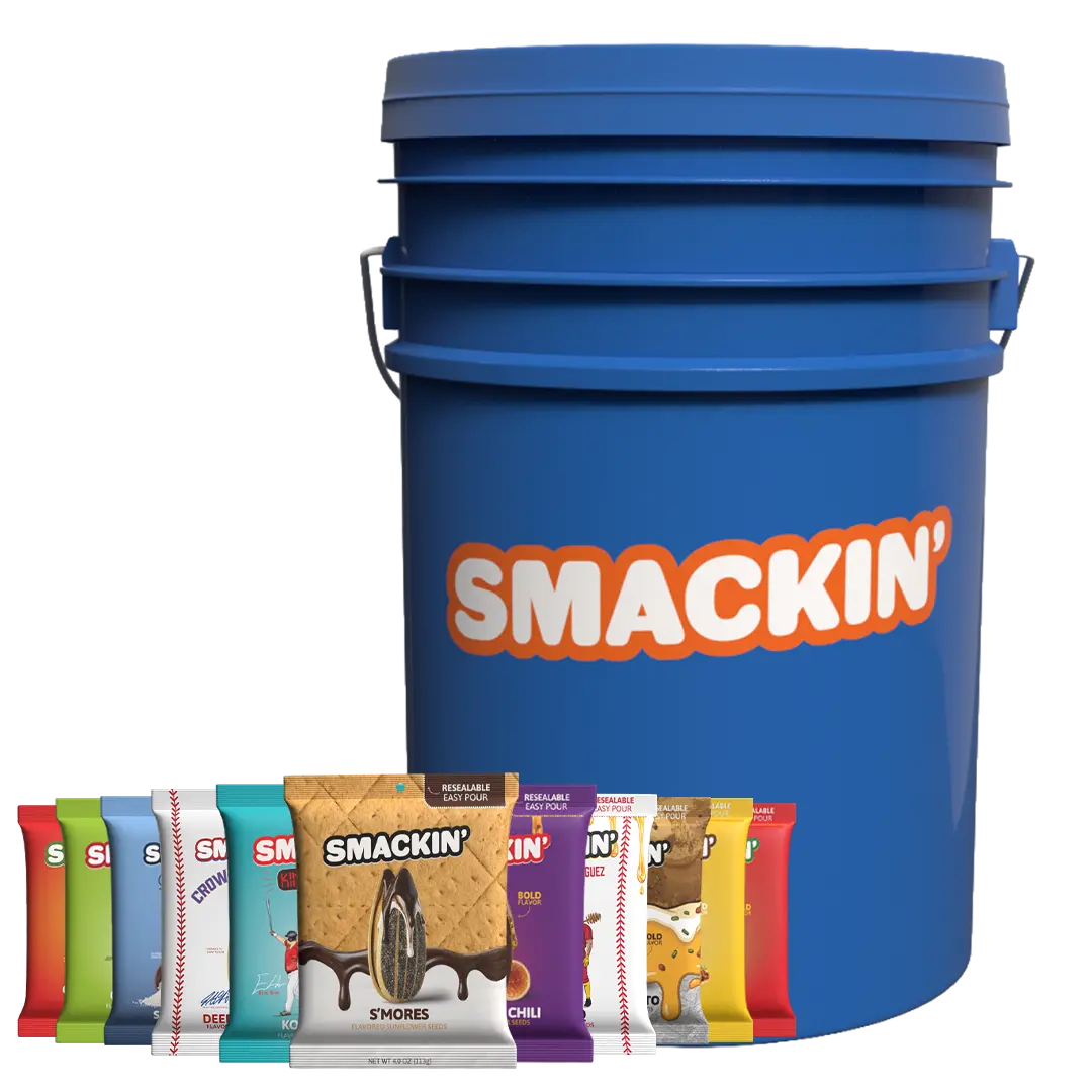SMACKIN' Sunflower Seeds LIMITED EDITION BUCKET - 11 Limited Edition Flavors - 27 Resealable 4 OZ Bags