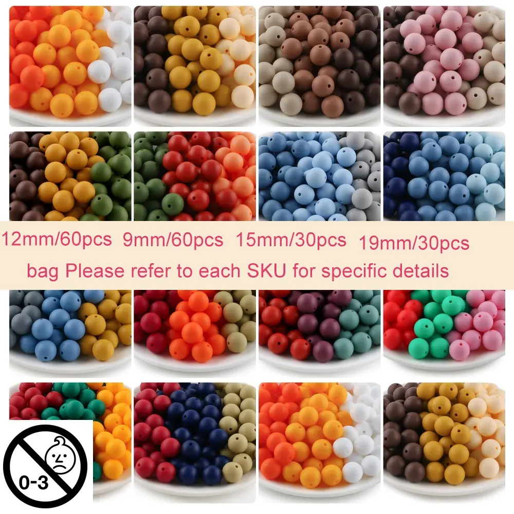 9/12/15/19mm Silicone Beads Set, Bead Assortments, DIY Mix Beads, DIY Jewelry Making Kit, Keychain Necklace Bracelet Craft Supplies, DIY Beading Accessories, Art and Handicraft Materials