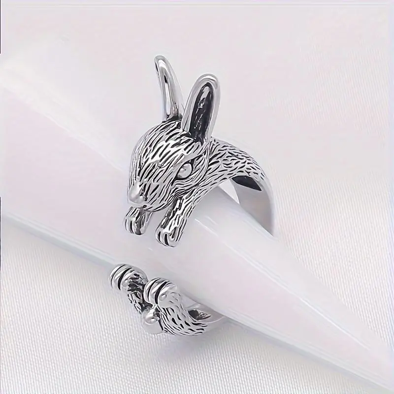 Cartoon Eyes and Ears Bunny Rings, Adjustable Casual Style Animal Themed Costume Jewelry for Men and Women, Collectible Gift, Animals, Collectibles, Charm Rings, Bunny Shaped Rings