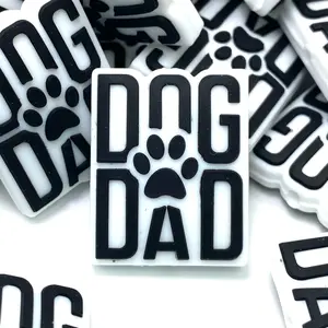1pc Dog Dad Silicone Focal Beads - Paw Shape DIY Craft Supplies for Beaded Keychains, Custom Pens