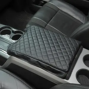 for Ford F150 Leather Auto Center Console Cushion Mat for 2009-2014, Four Seasons Automotive Armrest Seat Box Cover, Interior Vehicle Decor
