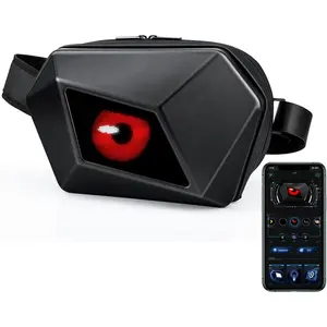 KC Devil's Eye LED Fanny Bag, Full Color Screen and Programmable DIY, Outdoor Advertising Travel Sling BagChager