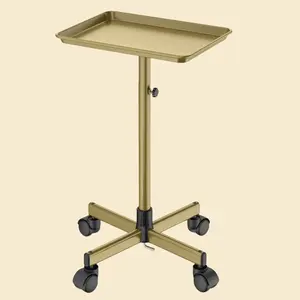 Premium Aluminum Salon Tray Cart on Wheels - Adjustable Rolling Service Tray for Tattoo, Hairdressing & Spa | Ideal Valentine's Day Gift