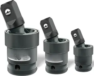 3 count Impact Universal Joint Socket Swivel Set 1/4", 3/8", 1/2" Drive Socket Extension Set Cr-Mo Steel Universal Joint Adapter