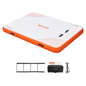 VEVOR Inflatable Floating Dock, 8 x 6FT Inflatable Dock Platform, Non-Slip Water Floating Dock Mat with Detachable Ladder & Portable Carrying Bag, Floating Platform Island Raft for Ocean Pool Beach