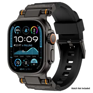Metal connector silicone strap for Apple Watch, outdoor durable scratch-resistant silicone model, Smartwatch Accessories, suitable for iWatch series 11/10/9/ultra2/8/7/6/5/4/  ,44-49mm Watch Straps