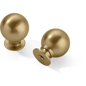 10 Pack 1 Inch Vintage Ball Brushed Brass Cabinet Knobs Kitchen Cabinet Hardware Brushed Gold Drawer Knobs Pulls for Drawers