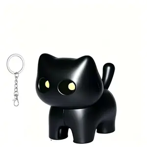 Creative and fun black cat keychain with glowing eyes and meowing sound; features a hidden switch; a fun, glowing keychain gift for friends，best friend birthday gift