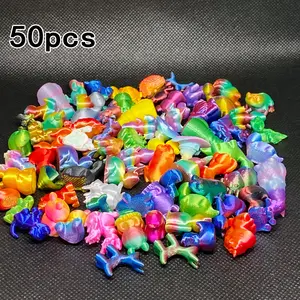 50pcs 3D Printed Mini Animal Figurines, Collectible Figurines, Animal Collectibles, Colorful Cute Decorative Ornaments, Ideal for Dollhouse, Party Gifts, Various Small Animals