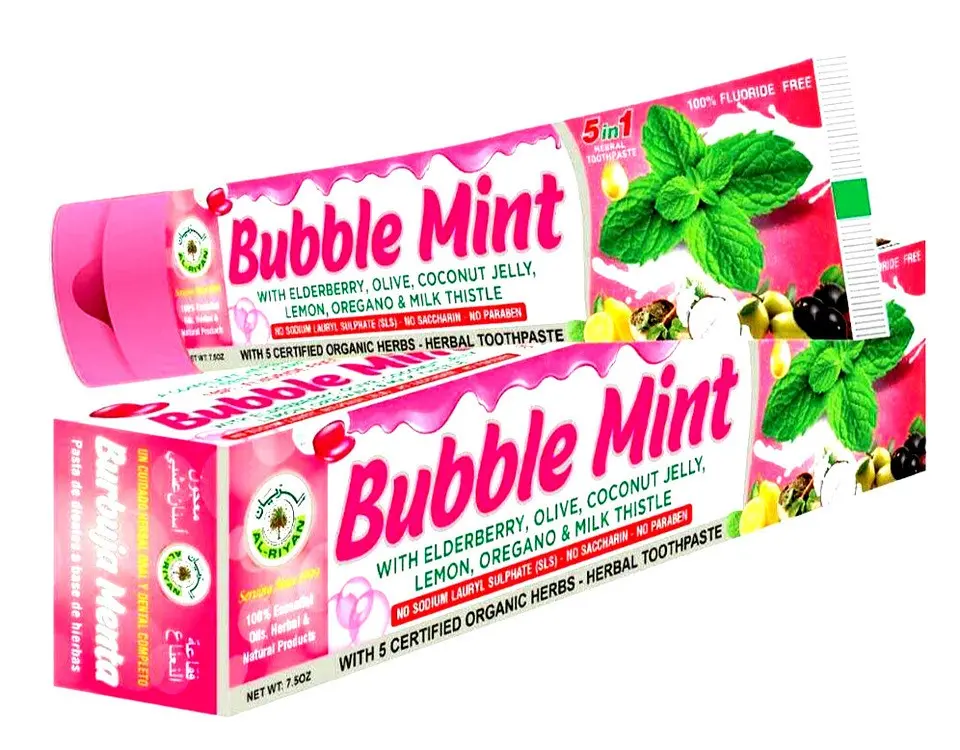 ORGANIC TOOTHPASTE- AL RIYAN BUBBLE MINT Toothpaste 100% Natural Fluoride free