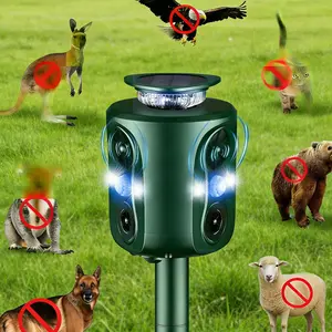 Soundwave technology Animal Repeller, 5 Modes Solar Powered Animal Deterrent with Motion Sensor And Flashing Light Squirrels, Deer Repellent Devices, Rabbit, Fox, Raccoon for Yard Farm Garden