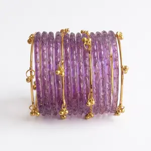 Kashmiri Ghungroo bangles with Raindrop Glass bangles Set - 16 bangle set birthday party gift