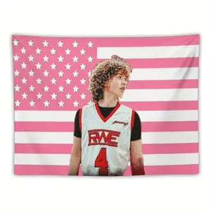 Nelson Star Neumann Tapestry Poster, Pink, Flag Background, Blanket, Polyester Peach Skin Velvet for Dormitory Room, Bedside, 40X30In (102X76Cm)