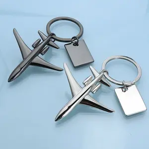 Creative 3D Model Airplane Keychain Aviation Gift Pendant Airplane Gift Key Ring Engraved Promotional Souvenir