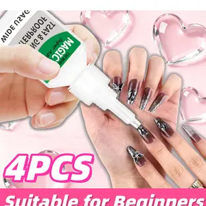 4PCS Magic Nail Glue, High-Strength Fast-Drying Adhesive for Fake Nails, Jewelry, Crafts & Daily Multi-Use