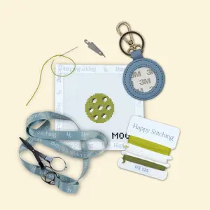 Happy Stitching - In A Pickle Needlepoint Key Fob Kit - All In One Self Finishing Needlepoint Kit