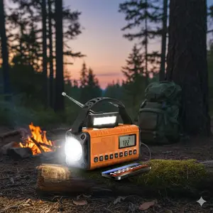 Portable Emergency Radio Solar Hand Crank 10000mAh Power Bank Type-C Fast Charging AM/FM NOAA Weather Alert Bright LED Flashlight SOS Signal Survival Gear for Camping Hiking Blackout Safety Equipment